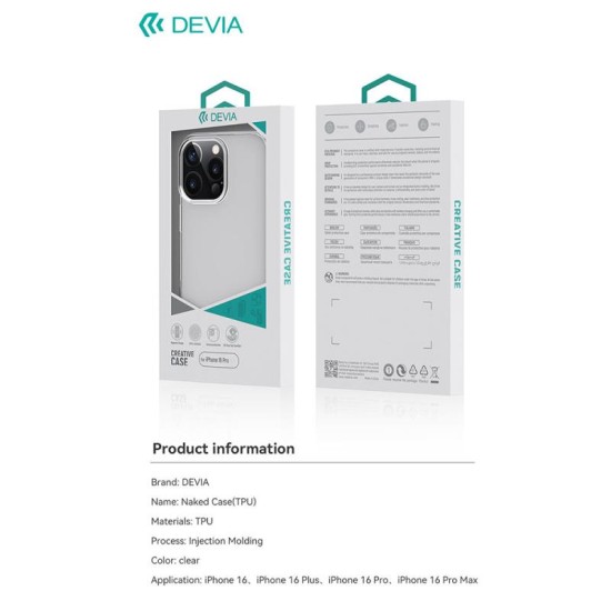 Θήκη TPU Devia Apple iPhone 16 Pro Naked Διάφανο Θήκη TPU Devia Apple iPhone 16 Pro Naked Διάφανο