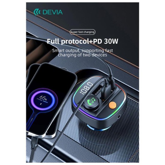 Φορτιστής Αυτοκινήτου Ταχείας Φόρτισης + Bluetooth MP3 Devia C4S με Διπλή Έξοδο USB A & USB C PD +QC 3.0 30W Smart Μαύρο Φορτιστής Αυτοκινήτου Ταχείας Φόρτισης + Bluetooth MP3 Devia C4S με Διπλή Έξοδο USB A & USB C PD +QC 3.0 30W Smart Μαύρο