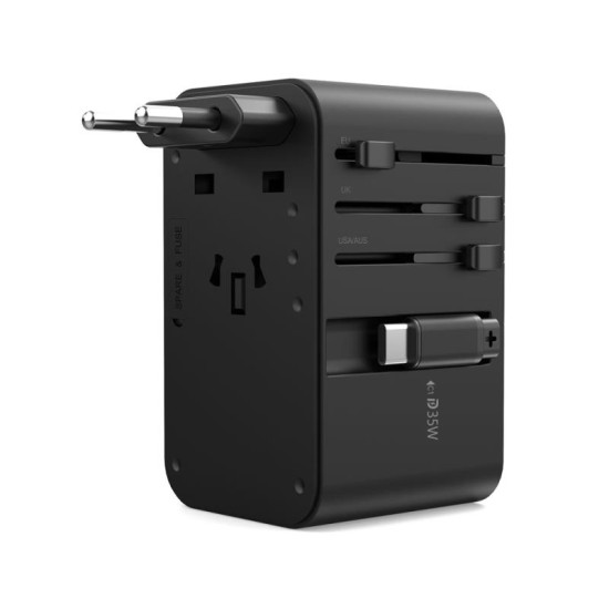 Διεθνής Φορτιστής Ταξιδίου Choetech PD5020 35W GaN με καλώδιο USB C Μαύρο Διεθνής Φορτιστής Ταξιδίου Choetech PD5020 35W GaN με καλώδιο USB C Μαύρο