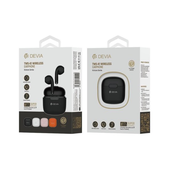 True Wireless Ακουστικά Bluetooth Devia K1 EM057 Kintone Ροζ True Wireless Ακουστικά Bluetooth Devia K1 EM057 Kintone Ροζ
