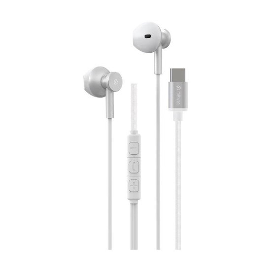 Hands Free Stereo M2 Devia EM113 Metal USB C Smart Ασημί Hands Free Stereo M2 Devia EM113 Metal USB C Smart Ασημί