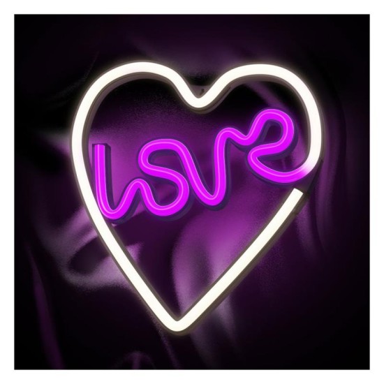 Neon LED Neolia NNE02 LOVE HEART (USB & On/Off) Μωβ - Λευκό Neon LED Neolia NNE02 LOVE HEART (USB & On/Off) Μωβ - Λευκό