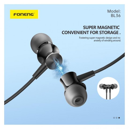 Στερεοφωνικό Ακουστικό Foneng BL36 Deep Bass Neckband Μαύρο Στερεοφωνικό Ακουστικό Foneng BL36 Deep Bass Neckband Μαύρο