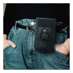 Universal Θήκη Holster Ταξιδίου Κινητών & Smartphones Ύψους έως 17.5cm για Ζώνη/Σακίδιο Μαύρη