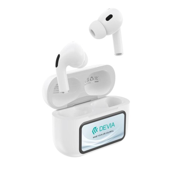 True Wireless Ακουστικά Bluetooth Devia ANC EM417 Pro4 με Μεταφραστή AI & Οθόνη Λευκό True Wireless Ακουστικά Bluetooth Devia ANC EM417 Pro4 με Μεταφραστή AI & Οθόνη Λευκό