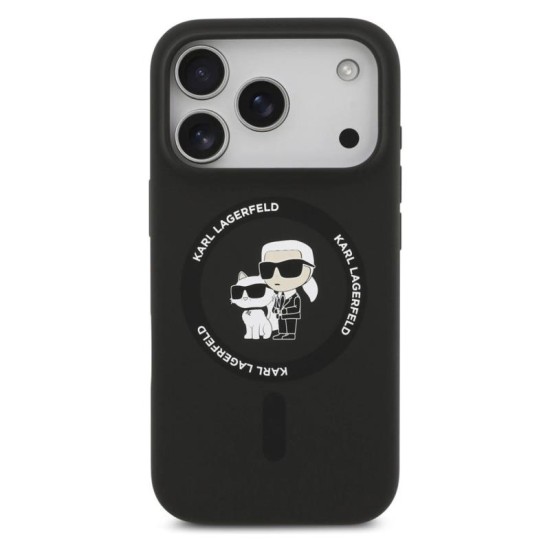 Θήκη Σιλικόνης Karl Lagerfeld Apple iPhone 17 Pro Magsafe Ring Karl & Choupette Μαύρο Θήκη Σιλικόνης Karl Lagerfeld Apple iPhone 17 Pro Magsafe Ring Karl & Choupette Μαύρο