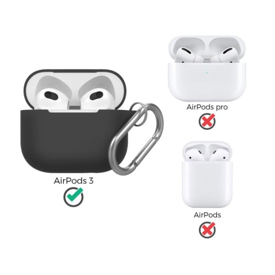 Θήκη Σιλικόνης AhaStyle PT148 Apple AirPods 3 Premium με Γάντζο Μαύρο Θήκη Σιλικόνης AhaStyle PT148 Apple AirPods 3 Premium με Γάντζο Μαύρο