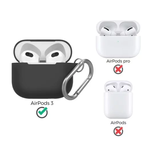Θήκη Σιλικόνης AhaStyle PT148 Apple AirPods 3 Premium με Γάντζο Μαύρο
