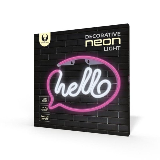 Neon LED Forever Light FLNE15 HELLO (USB/Μπαταρίας & On/Off) Ροζ - Λευκό Neon LED Forever Light FLNE15 HELLO (USB/Μπαταρίας & On/Off) Ροζ - Λευκό