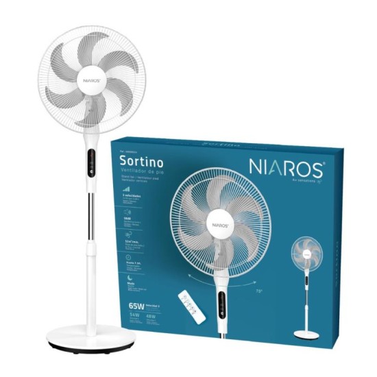 Επιδαπέδιος Ανεμιστήρας Niaros Sortino 65W με Τηλεχειριστήριο & Χρονόμετρο Λευκό Επιδαπέδιος Ανεμιστήρας Niaros Sortino 65W με Τηλεχειριστήριο & Χρονόμετρο Λευκό
