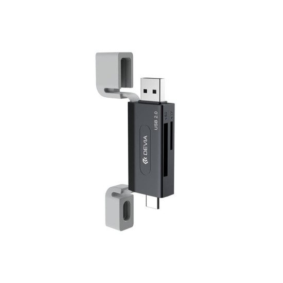 Hub USB A + USB C To SD/TF Devia EL239 2 σε 1 Card Reader Smart Μαύρο Hub USB A + USB C To SD/TF Devia EL239 2 σε 1 Card Reader Smart Μαύρο
