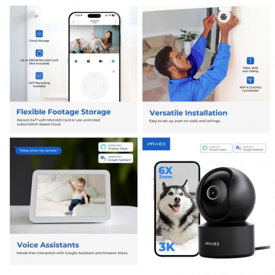 Home Security Camera C22 Imilab 360° 3K Μαύρο Home Security Camera C22 Imilab 360° 3K Μαύρο
