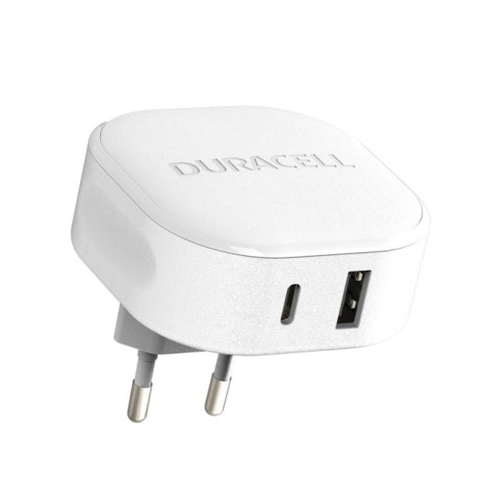 Φορτιστής Ταξιδίου Ταχείας Φόρτισης Duracell PD 30W με Έξοδο USB A & Έξοδο USB C Λευκό Φορτιστής Ταξιδίου Ταχείας Φόρτισης Duracell PD 30W με Έξοδο USB A & Έξοδο USB C Λευκό