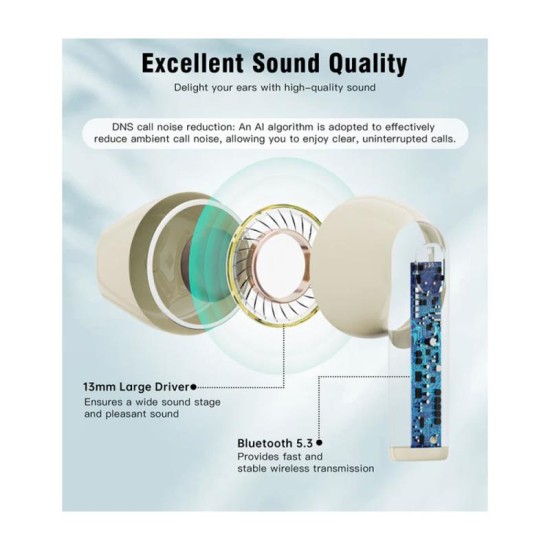 True Wireless Ακουστικά Bluetooth Choetech BH-T24 Κρεμ True Wireless Ακουστικά Bluetooth Choetech BH-T24 Κρεμ