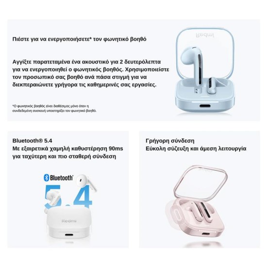 True Wireless Ακουστικά Bluetooth Xiaomi Redmi Buds 6 Active Λευκό True Wireless Ακουστικά Bluetooth Xiaomi Redmi Buds 6 Active Λευκό