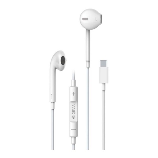 Hands Free Stereo Devia Earpods EM048 USB C με Χειριστήριο & Μικρόφωνο Smart Λευκό Hands Free Stereo Devia Earpods EM048 USB C με Χειριστήριο & Μικρόφωνο Smart Λευκό