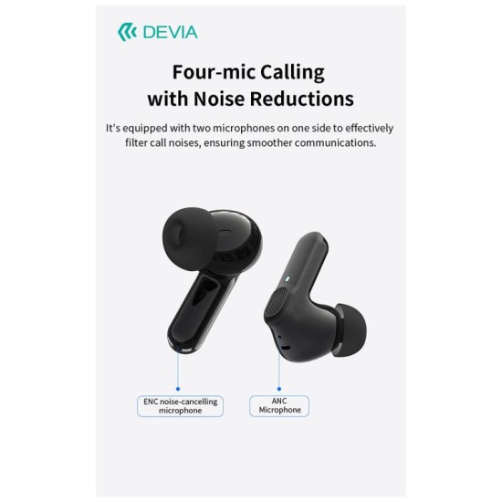 True Wireless Ακουστικά Bluetooth Devia ANC EM408 Pro1 Λευκό True Wireless Ακουστικά Bluetooth Devia ANC EM408 Pro1 Λευκό