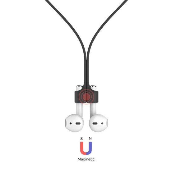 Strap Λαιμού Σιλικόνης AhaStyle PT74 Apple AirPods Magnetic Μαύρο Strap Λαιμού Σιλικόνης AhaStyle PT74 Apple AirPods Magnetic Μαύρο