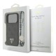 Θήκη PU Guess Apple iPhone 17 Pro Hardcase Classic Logo 4G Triangle με Pearl Strap Μαύρο
