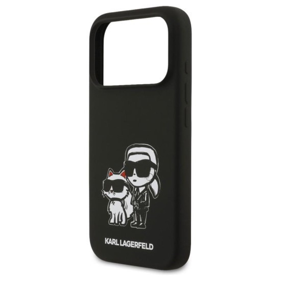 Θήκη Σιλικόνης Karl Lagerfeld Apple iPhone 17 Pro Sketch & Logo Karl & Choupette Μαύρο
