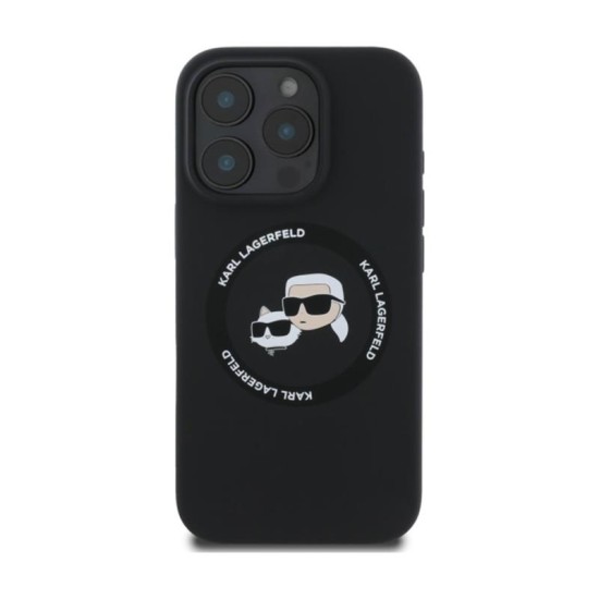 Θήκη Σιλικόνης Karl Lagerfeld Apple iPhone 16 Pro Max Magsafe Karl & Choupette Heads Μαύρο