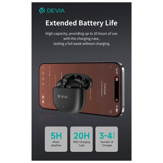 True Wireless Ακουστικά Bluetooth Devia EM404 Lite1 Μαύρο True Wireless Ακουστικά Bluetooth Devia EM404 Lite1 Μαύρο