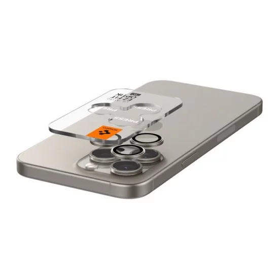 Προστατευτικό Κάλυμμα Κάμερας Spigen Optik.tR EZ-FIT για Τζαμάκι Κάμερας Apple iPhone14 Pro/ 14 Pro Max/ 15 Pro/ 15 Pro Max/ 16 Pro/ 16 Pro Max Natural Τιτάνιο (2 τεμ.)