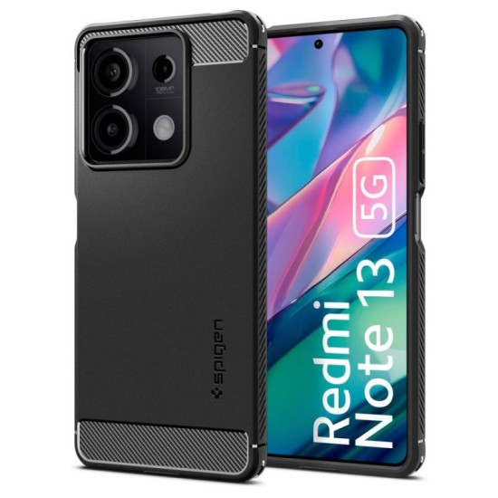 Θήκη Soft TPU Spigen Rugged Armor Xiaomi Redmi Note 13 5G Μαύρο Θήκη Soft TPU Spigen Rugged Armor Xiaomi Redmi Note 13 5G Μαύρο