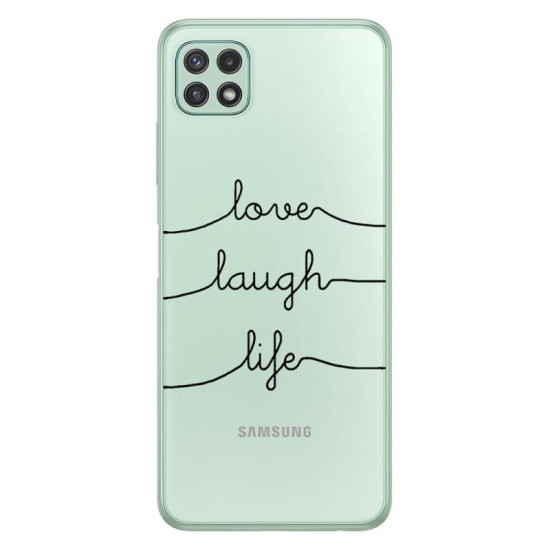 Θήκη TPU inos Samsung A226B Galaxy A22 5G Art Theme Love-Laugh-Life Θήκη TPU inos Samsung A226B Galaxy A22 5G Art Theme Love-Laugh-Life