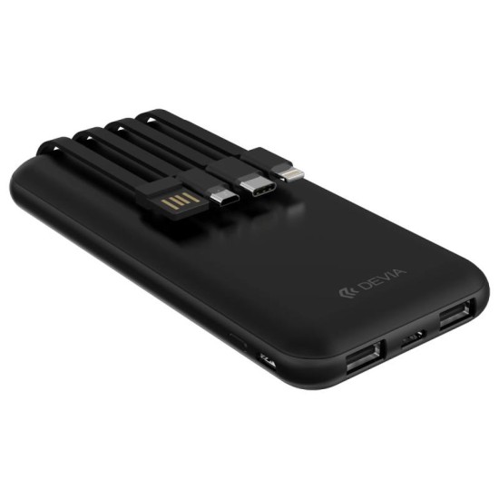 Φορτιστής Ανάγκης Devia EP096 10000mAh με 4 Ενσωματωμένα Καλώδια Kintone Μαύρο Φορτιστής Ανάγκης Devia EP096 10000mAh με 4 Ενσωματωμένα Καλώδια Kintone Μαύρο