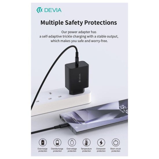 Φορτιστής Ταξιδίου Ταχείας Φόρτισης Devia GS-W45A0948 45W με Έξοδο USB C PD Rocket Μαύρο Φορτιστής Ταξιδίου Ταχείας Φόρτισης Devia GS-W45A0948 45W με Έξοδο USB C PD Rocket Μαύρο