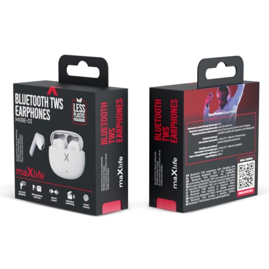 True Wireless Ακουστικά Bluetooth Maxlife MXBE-03 Λευκό True Wireless Ακουστικά Bluetooth Maxlife MXBE-03 Λευκό