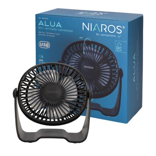 Επιτραπέζιος Ανεμιστήρας Niaros Alua USB 3W Mini Μαύρο Επιτραπέζιος Ανεμιστήρας Niaros Alua USB 3W Mini Μαύρο