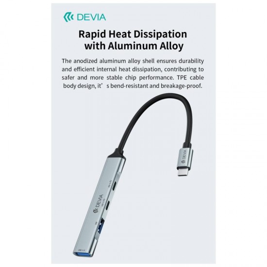 Hub USB C Devia EC707 4 σε 1 2xUSB A & 2xUSB C Lite1 Γκρι Hub USB C Devia EC707 4 σε 1 2xUSB A & 2xUSB C Lite1 Γκρι
