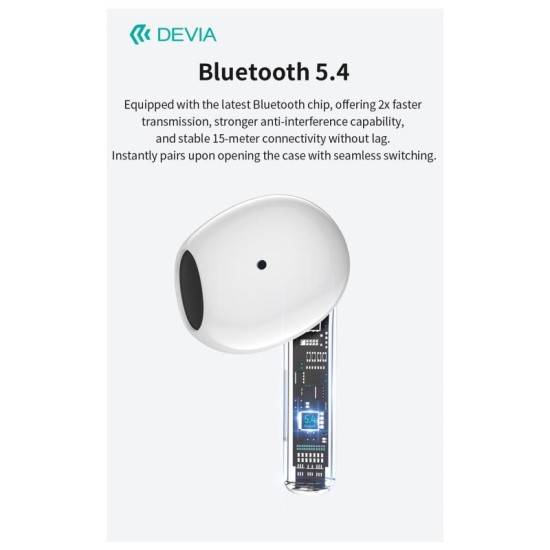 True Wireless Ακουστικά Bluetooth Devia EM404 Lite1 Λευκό True Wireless Ακουστικά Bluetooth Devia EM404 Lite1 Λευκό