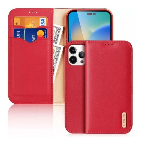 Θήκη Δερμάτινη Dux Ducis Hivo RFID Wallet Apple iPhone 15 Pro Κόκκινο Θήκη Δερμάτινη Dux Ducis Hivo RFID Wallet Apple iPhone 15 Pro Κόκκινο