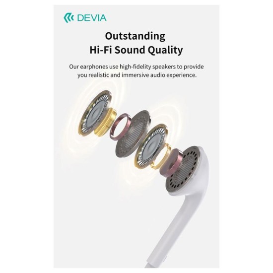 Hands Free Stereo A3 Devia EM108 3.5mm Kintone Λευκό Hands Free Stereo A3 Devia EM108 3.5mm Kintone Λευκό