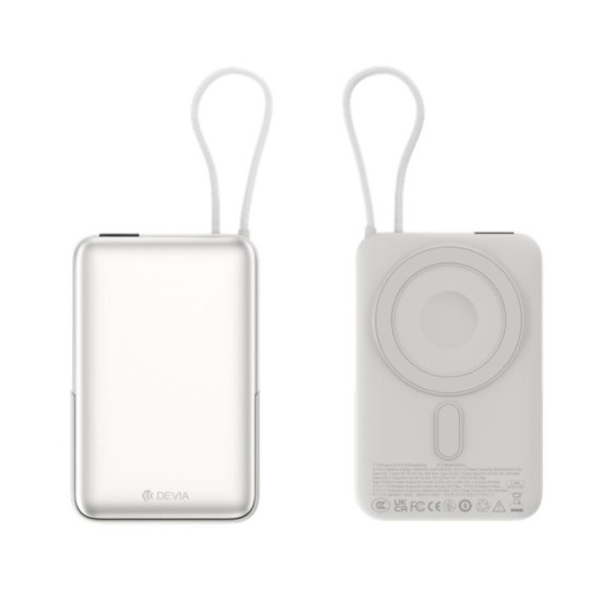 Φορτιστής Ανάγκης Devia EP203 Magnetic 4 σε 1 22.5W 10000mAh με Βραχίονα Στήριξης & Ενσωματωμένο Καλώδιο Extreme Speed Ασημί