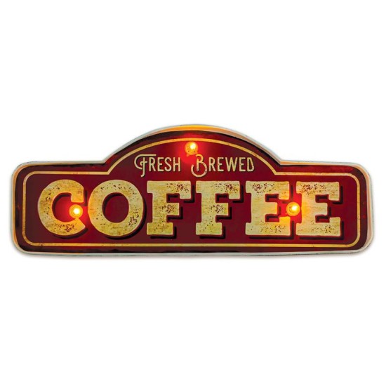 Μεταλλική Πινακίδα LED Forever Light RETRO Fresh Brewed Coffee Κόκκινο-Χρυσό Μεταλλική Πινακίδα LED Forever Light RETRO Fresh Brewed Coffee Κόκκινο-Χρυσό