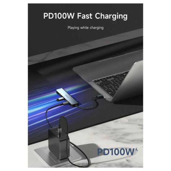 Hub USB C Devia EC135 5 σε 1 (Updated) με Card Reader Leopard PD Σκούρο Γκρι Hub USB C Devia EC135 5 σε 1 (Updated) με Card Reader Leopard PD Σκούρο Γκρι