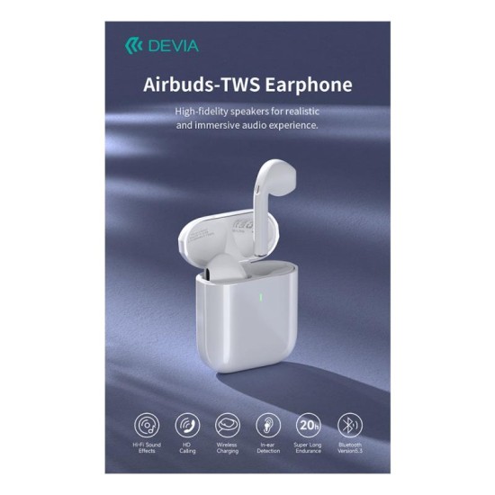 True Wireless Ακουστικά Bluetooth Devia Airbuds TWS EM053 Λευκό True Wireless Ακουστικά Bluetooth Devia Airbuds TWS EM053 Λευκό