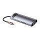 Hub USB C Baseus 8 σε 1 σε HDMI με Card Reader Metal Gleam Ασημί Hub USB C Baseus 8 σε 1 σε HDMI με Card Reader Metal Gleam Ασημί