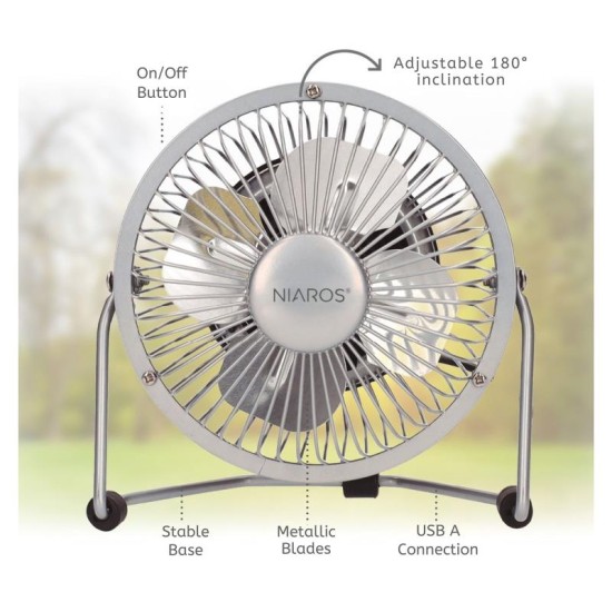 Επιτραπέζιος Ανεμιστήρας Niaros Kila USB 2.5W Mini Γκρι Επιτραπέζιος Ανεμιστήρας Niaros Kila USB 2.5W Mini Γκρι