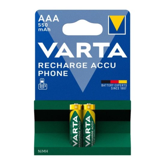 Μπαταρία Επαναφορτιζόμενη Varta AAA 550mAh NiMH Phone (2 τεμ.) Μπαταρία Επαναφορτιζόμενη Varta AAA 550mAh NiMH Phone (2 τεμ.)