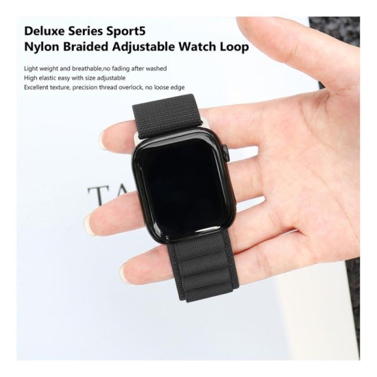 Λουράκι Devia Sport5 Nylon Woven Apple Watch (38/ 40/ 41mm) Deluxe Μαύρο