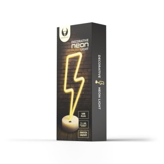 Neon LED Forever Light FSNE03 BOLT (USB/Μπαταρίας & On/Off) με Stand Λεύκο