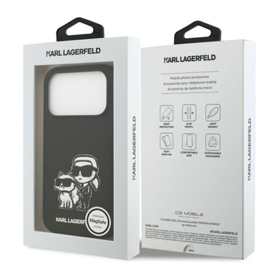 Θήκη Σιλικόνης Karl Lagerfeld Apple iPhone 17 Pro Sketch & Logo Karl & Choupette Μαύρο