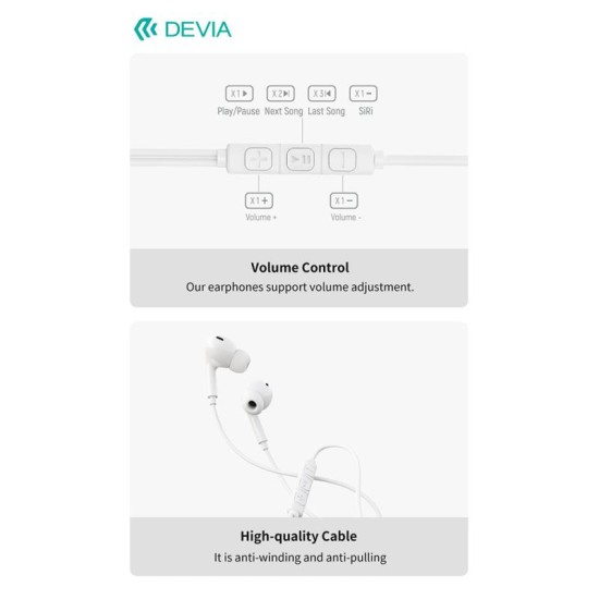 Hands Free Stereo Devia EM106 A2 3.5mm Kintone Λευκό Hands Free Stereo Devia EM106 A2 3.5mm Kintone Λευκό