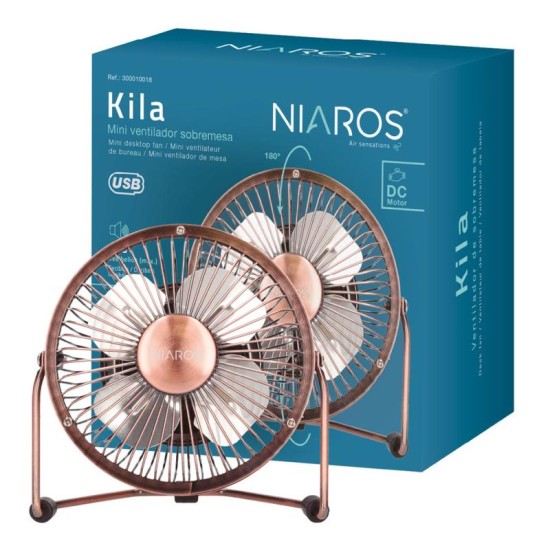 Επιτραπέζιος Ανεμιστήρας Niaros Kila USB 2.5W Mini Μπρονζέ