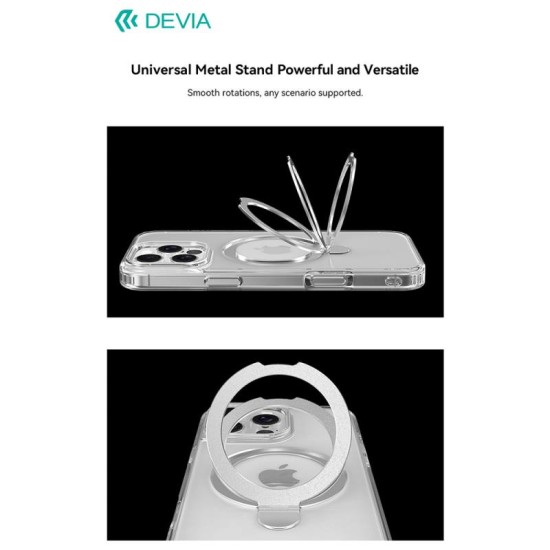 Θήκη TPU & PC Shock Proof Devia Magnetic Apple iPhone 16 Pro Clean με Stand Διάφανο